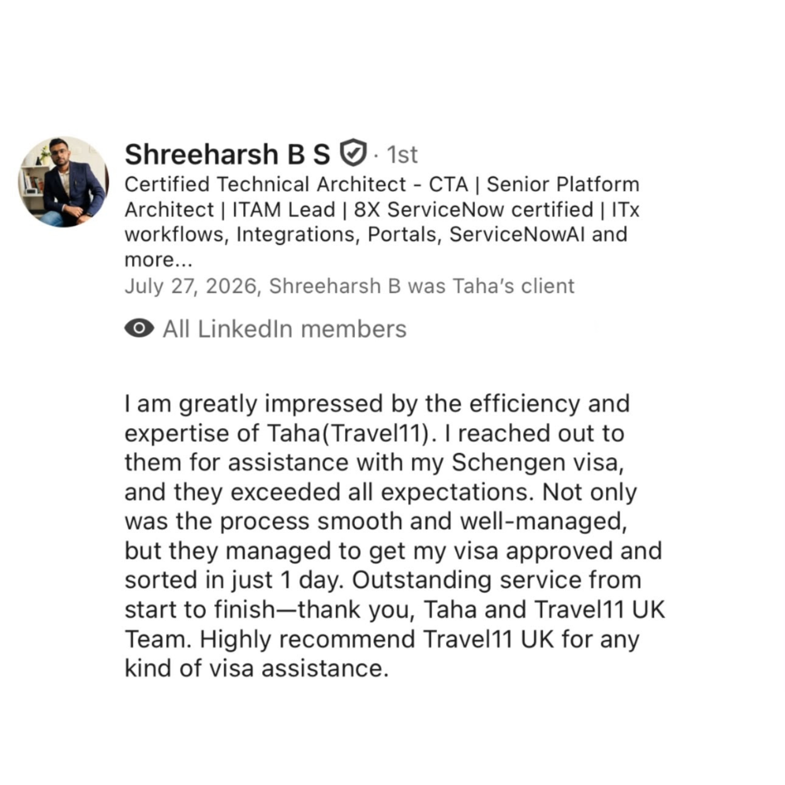 Client review shared with Taha Masood