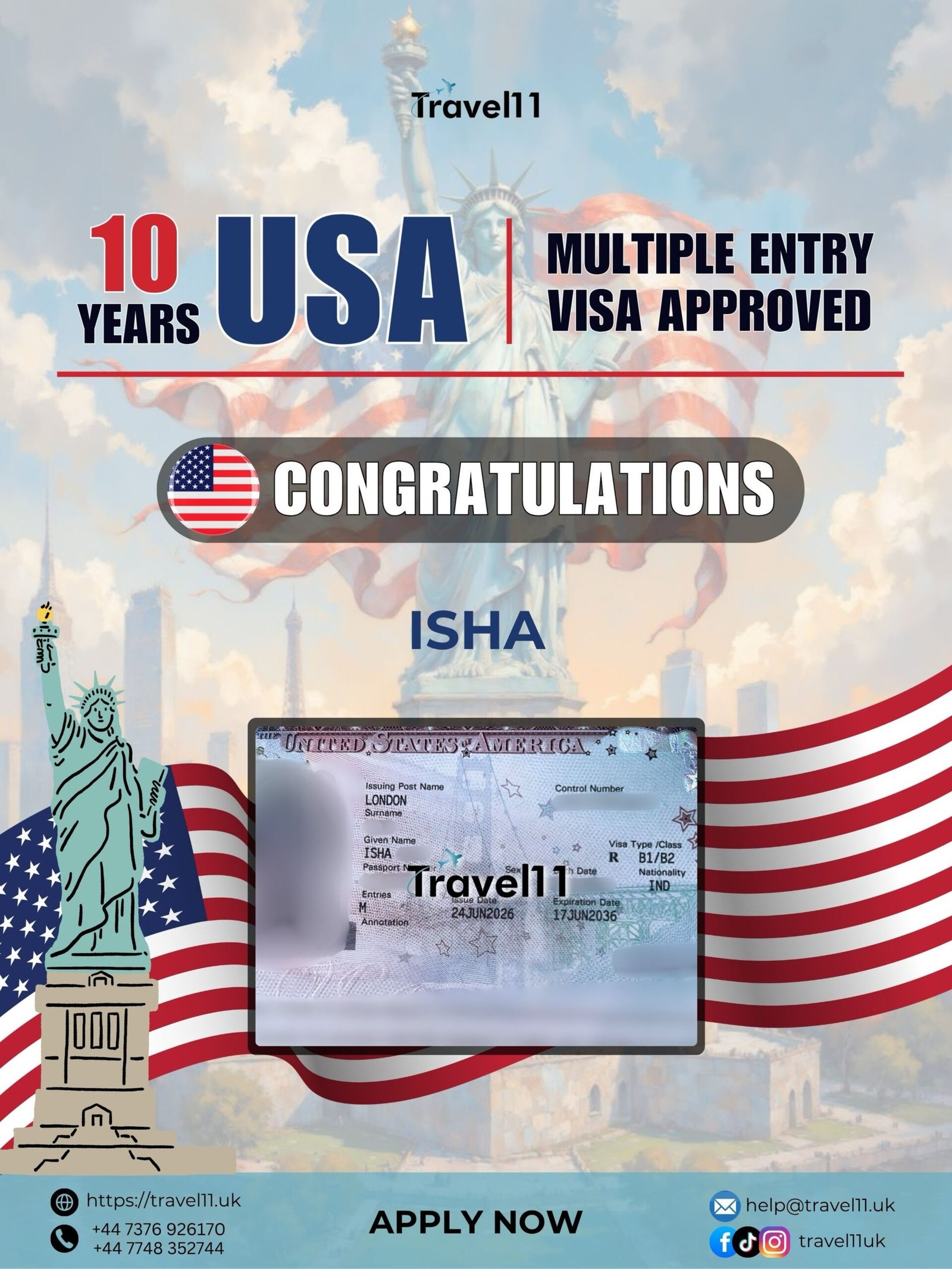 Visa success story shared by Travel 11